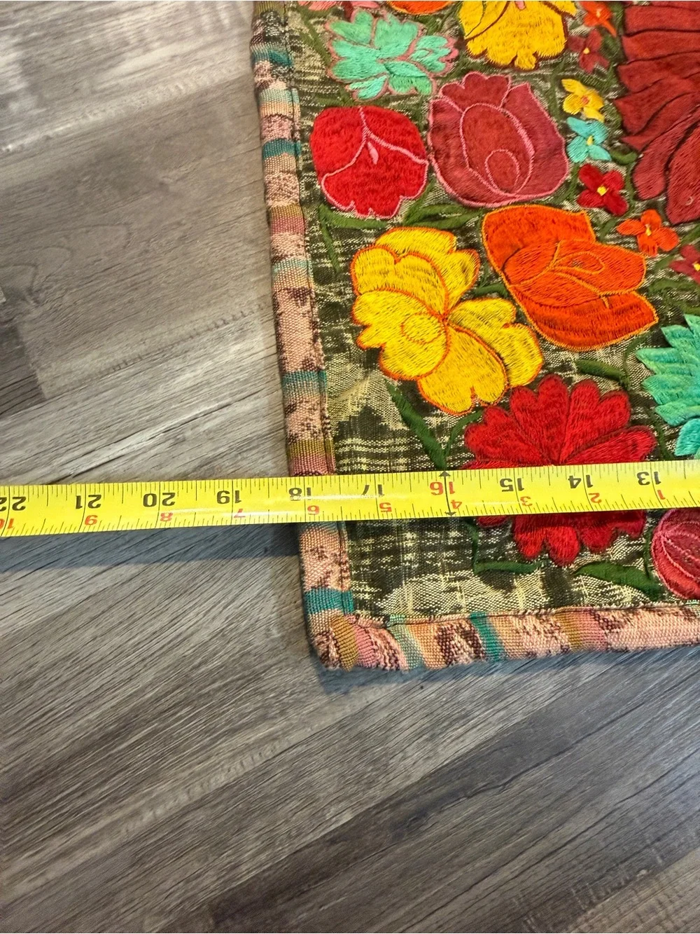 Vintage Embroidered Floral Pillow Cover Boho Folk Art 18x18